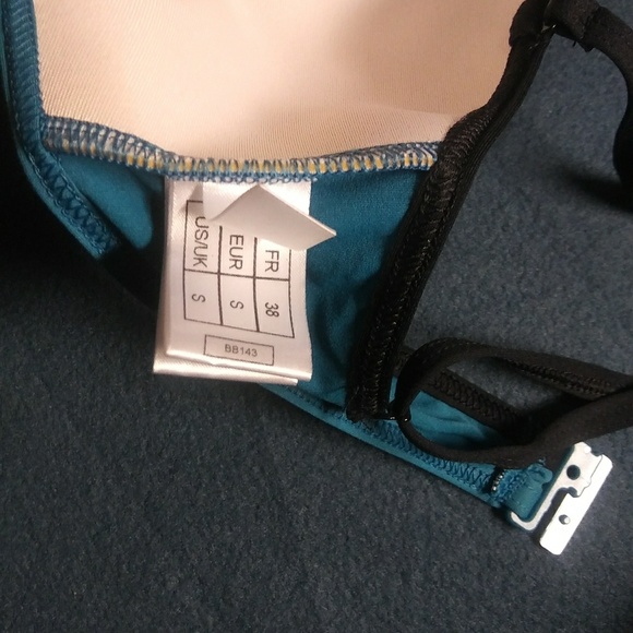 Turquoise Bikini/Halter w Black Piping & Charm - Picture 4 of 7